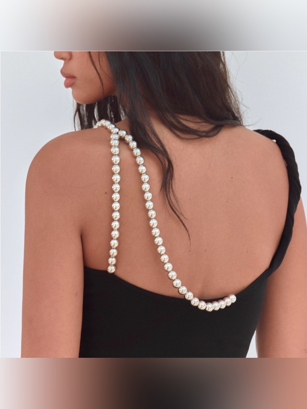 Zara top with silver asymmetrical straps